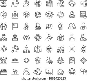 Thin Outline Vector Icon Set With Dots - Stay Home Vector, Self Isolation, Teamwork, Cooperation, Referral, Hr Manager, Department, Planning, Permanent Recruitment, Outsourcing, Policies, Solutions