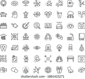 Thin outline vector icon set with dots - Christmas vector, Santa gloves, wreath, tree, reward, Laundry service, Car wash, Web Link, Cost per click, Pay, Marketing solutions, Video training, Bitrate