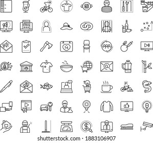 Thin outline vector icon set with dots - self isolation vector, tactics, Rake, hr solutions, Car rental, Disinfection service, Real estate, Landing page, Audience targeting, Web Link, Pen, Folder