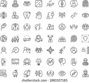 Icono de vector de contorno delgado con puntos - vectores de cefalea, lavado de manos, dolor muscular, evitar contactos, estornudos, victoria, trabajo en equipo, visión, Recursos Humanos, administrador de hr, planificación, Resursiones, preguntas