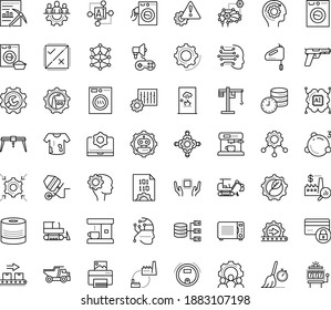 Thin outline vector icon set with dots - teamwork vector, Repair service, Artificial Intelligence, Machine learning, AI Pattern, Deep, Architecture, Data mining, Future technology, Decision, Tipper