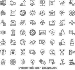 Thin outline vector icon set with dots - growth vector, Video marketing, Cost per click, Pay, solutions, Affiliate, Entrepreneurship, Angel investor, Entrepreneur, Business education, web services