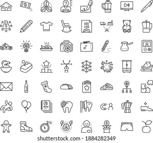 Thin outline vector icon set with dots - santa sleigh vector, teddy bear, gingerbread man, holly, christmas stocking, Ranking, Collaborative idea, Brain storm, Autonomous, AI Architecture, Pen, soap