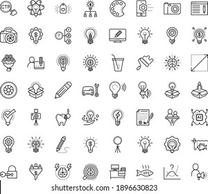 Thin Outline Vector Icon Set With Dots - Innovation Vector, Car Repair Service, SEO Copywriting, Creative Campaign, Entrepreneurship, Collaborative Idea, Brain Storm, Cognitive Science, Priority