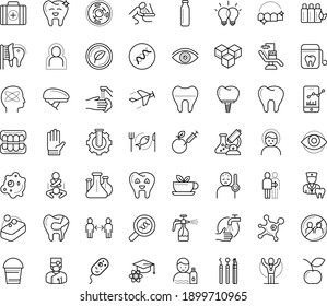 Thin outline vector icon set with dots - social distancing vector, fever, headache, self isolation, wash hands, avoid contacts, vomiting, stay hydrated, champion, vision, Bucket, Garden gloves, soap