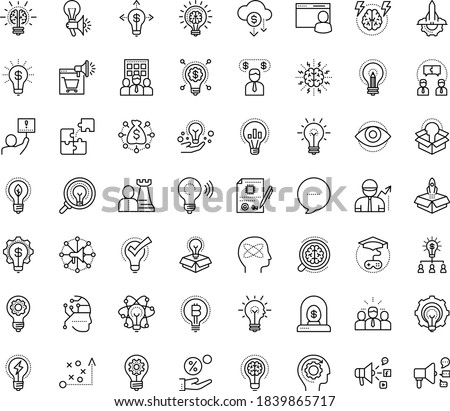 Thin outline vector icon set with dots - innovation vector, tactics, hr strategy, Social media marketing, Creative campaign, solutions, Game based Learning, Entrepreneurship, Business incubator