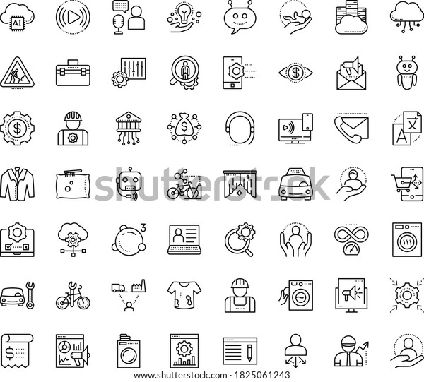 Thin outline vector icon set with dots - hr\
software vector, services, Car repair service, Laundry,\
babysitting, Translation, Taxi, SEO copywriting, Search\
optimization, Email marketing,\
analytics