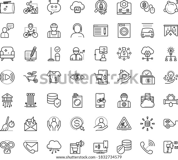 Thin outline vector icon set with dots - hr\
consulting vector, services, Plumbing service, Laundry, Cleaning,\
Real estate, Car wash, Garden, SEO copywriting, Cost per click,\
Email marketing, Pay