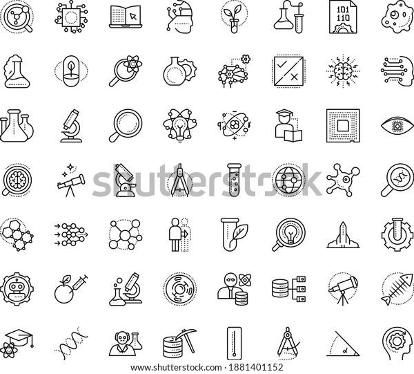 Thin outline vector icon set with dots -\
eLearning vector, Self learning, Artificial Intelligence, Machine,\
Autonomous, Deep, Cognitive Science, Computer Vision, AI Decision,\
Neural network, divider