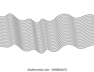 Thin parallel black wavy lines on a white background. Modern abstract vector pattern for poster, printing, web design, social networks