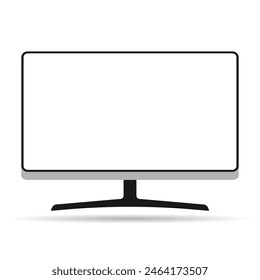 Thin pc monitor shadow icon, technology device equipment symbol, web vector illustration .