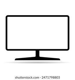 Thin pc monitor shadow icon, technology device equipment symbol, web vector illustration .