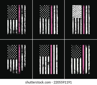 Thin Pink Line Logo Design. Breast Cancer T Shirt Design Bundle.