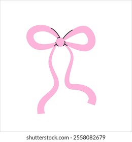 Thin pink ribbon bow. Birthday, Christmas, and Valentine's Day decoration. 
