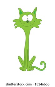 Thin playful green cat