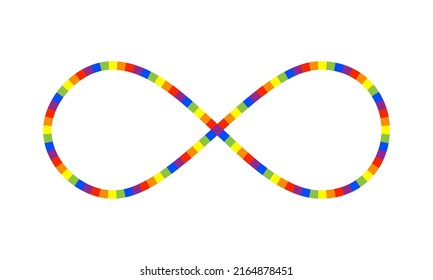Thin rainbow line infinity sign. Rainbow gradient in the shape of the infinity symbol. Eight sign colorful gradient. Happy pride month concept.