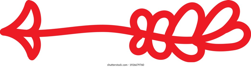 Thin Red Arrow With A Flower Like Tail, Illustration, Vector On White Background.