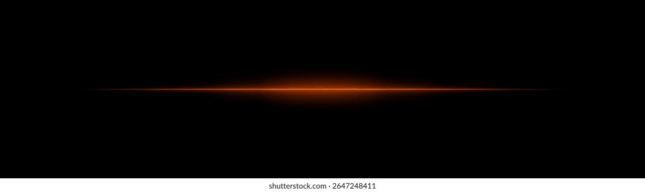 Fino feixe de laser vermelho sobre fundo escuro com centro brilhante. Efeito de luz horizontal minimalista com gradiente nítido e fade suave nas bordas.