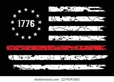 Diseño de la bandera Betsy Ross de la delgada línea roja 1776