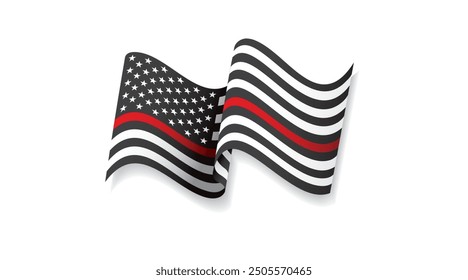 thin red line american flag, vector graphic design