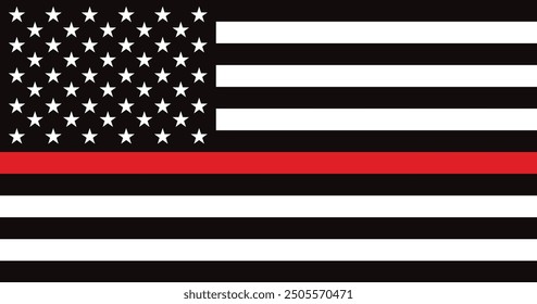 thin red line american flag, vector graphic design