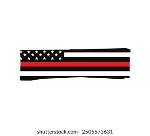 Fina línea roja bandera americana, Diseño gráfico de Vector grunge