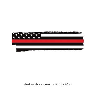 Thin red line american flag, grunge vector graphic design