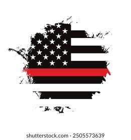 Thin red line american flag, grunge vector graphic design