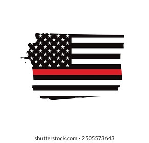 Thin red line american flag, grunge vector graphic design