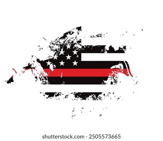 Thin red line american flag, grunge vector graphic design