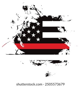 Thin red line american flag, grunge vector graphic design