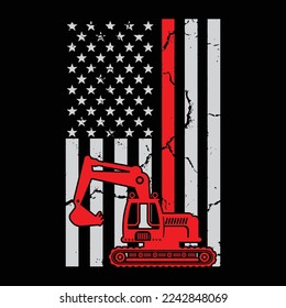 Thin Red Line American Heavy Excavator Operator flag svg