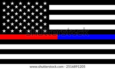Thin Red line and thin Blue line American Flag Vector Graphics