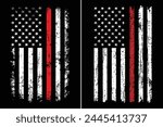 Thin Red Line Firefighter Flag.