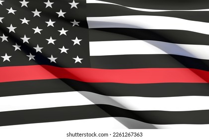 Thin Red Line. Firefighter Flag. Remembering, memories on fallen fire fighters officers on duty. EPS10 vector svg