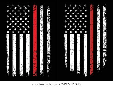 Thin Red Line Firefighter Flag Vector