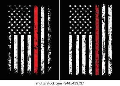 Thin Red Line Firefighter Flag.