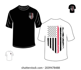 Thin Red Line Firefighter Shirt - American Flag T-Shirt