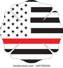 Thin Red Line Firefighter Support Silhouette Vector