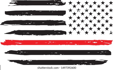 Thin Red Line Firefighter Support Silhouette Vector