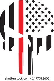 Thin Red Line Firefighter Support Silhouette Vector