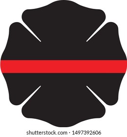 Thin Red Line Firefighter Support Silhouette Vector