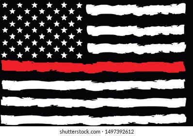 Thin Red Line Firefighter Support Silhouette Vector