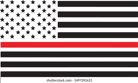 Thin Red Line Firefighter Support Silhouette Stock Vector (Royalty Free ...