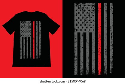 Thin Red Line Firefighter Usa Flag Stock Vector (Royalty Free ...