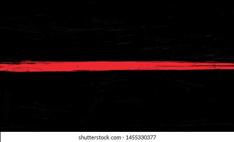 Thin red line flag with grunge paint trace - a sign to honor and respect firefighters
