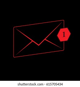 Thin red line sms-message icon 3D - vector illustration