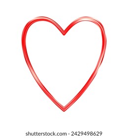 Marco metálico fino del corazón rojo. Borde cardíaco brillante y realista. Símbolo de lujo del amor. Elemento de diseño decorativo dorado para San Valentín, tarjeta de boda, invitación. 3D ilustración vectorial EPS 10.