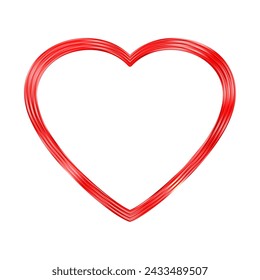 Cadre de coeur métallique rouge mince. Une bordure cardiaque brillante et réaliste. Symbole de luxe de l'amour. Elément de design décoratif doré pour la Saint-Valentin, carte de mariage, invitation. Illustration vectorielle 3D EPS10.