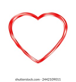 Cadre de coeur métallique rouge mince. Une bordure cardiaque brillante et réaliste. Symbole de luxe de l'amour. Elément de design décoratif doré pour la Saint-Valentin, carte de mariage, invitation. Illustration vectorielle 3D EPS10.